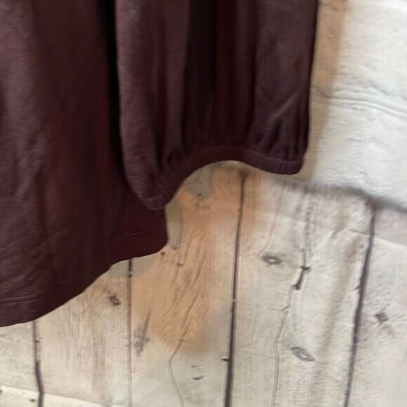 Lane Bryant Women’s Chocolate Plum Smock Neck Long Sleeve Shirt size 18/20 - Picture 3 of 5